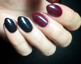 You're Gonna Miss Me - blue shimmer glitter topper glow in the dark indie nail polish