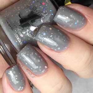 Troll Bogeys - custom handcrafted gray grey silver holographic indie nail polish