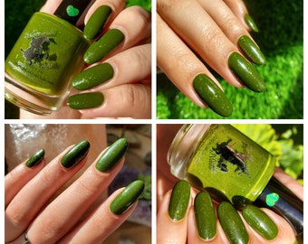 Midnight Toker - custom cannabis inspired green flakies nail polish