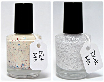 Eat, Drink, & Be Alice Duo - Alice in Wonderland Eat Me Drink Me Custom Glitter Nail Polish