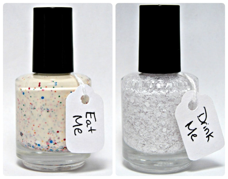 Eat, Drink, & Be Alice Duo Alice in Wonderland Eat Me Drink Me Custom Glitter Nail Polish image 1