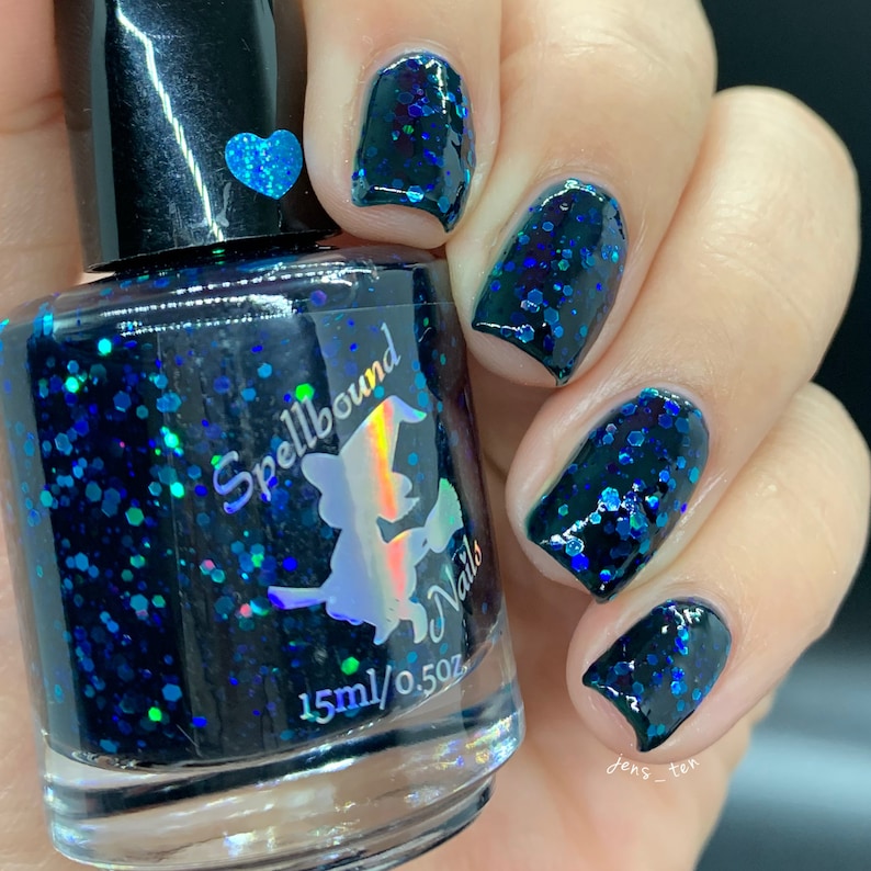 Hidden Depths custom handcrafted dark blue jelly nail polish image 5