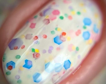 Upelkuchen - Cream Cake Batter Glitter Nail Polish, Rainbow Confetti Indie Polish