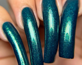 Poseidon - Greek Gods and Goddesses [nail polish with shades of blue green and gold with a shimmer]