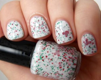 Not Even A Mouse - Christmas holiday red green glitter white crelly indie nail polish