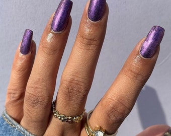 white iridescent purple color shifting indie nail polish - Spellbound Nails Sugilite