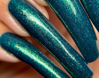 Poseidon - Blue Green Gold Shimmer Nail Polish, Greek God Indie Polish
