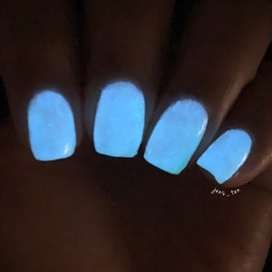 The Memory custom handcrafted shimmer blue glow in the dark nail polish immagine 7