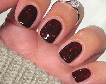 Bittersweet - Rainbow Monthly February Reds dark wine red glitter nail polish