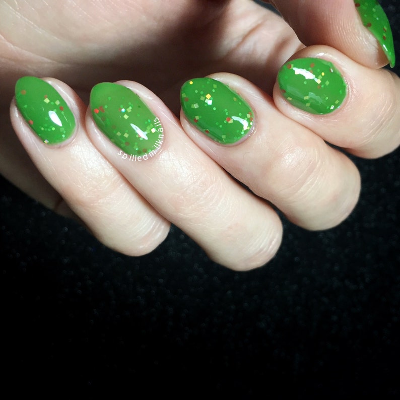 Basilisk custom handcrafted snake green glitter witchcraft and wizardry nail polish image 1