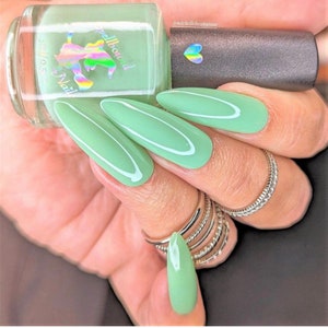Mint Frappe Green Mint Creme Nail Polish with optional scent image 7