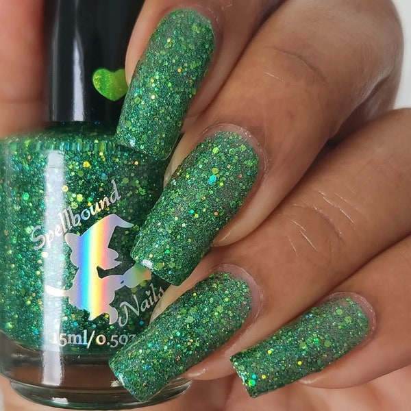 Matcha Latte *with optional scent* - custom green glitter topper nail polish