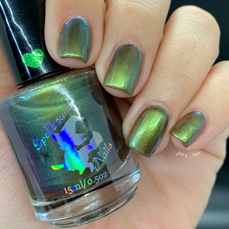 Murky Bog Water custom handcrafted multi-chrome bronze green blue gold nail polish image 6