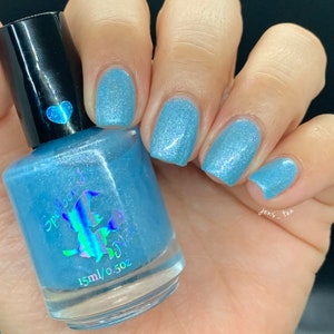 The Memory custom handcrafted shimmer blue glow in the dark nail polish immagine 6