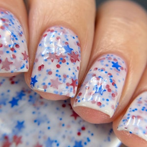 Star Spangled White Crelly Red Blue Glitter Nail Polish image 8