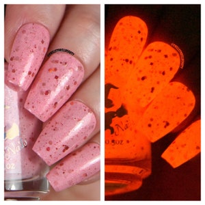 Unbreakable Vow - custom handcrafted pink glow in the dark UV black light nail polish