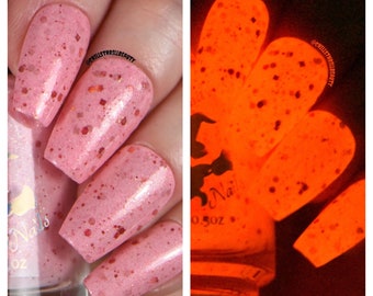 Unbreakable Vow - custom handcrafted pink glow in the dark UV black light nail polish