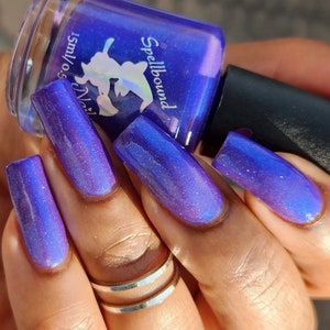 Autumn Sunset - Custom Purple Blue flakies rainbow shimmer Nail Polish