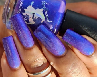 Autumn Sunset - Custom Purple Blue flakies rainbow shimmer Nail Polish