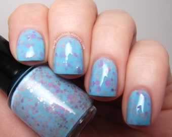 I'm All Aflutter - blue crelly glitter indie nail polish