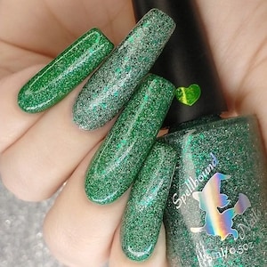 Green glitter topper indie nail polish - Spellbound Nails Intrepid Explorer