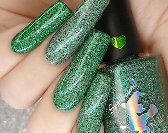 Intrepid Explorer - Emerald Green Silver Holographic Glitter Topper