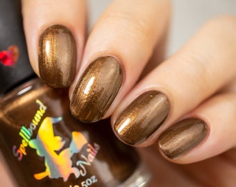 Copper brown pearl indie nail polish - Spellbound Nails Brownie Points