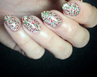 Ho ... Ho ... Ho ... - Red Green White Christmas Glitter Topper Nail Polish
