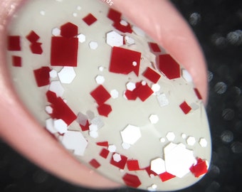 Heart of Hellebore - Red White Glitter Topper Nail Polish