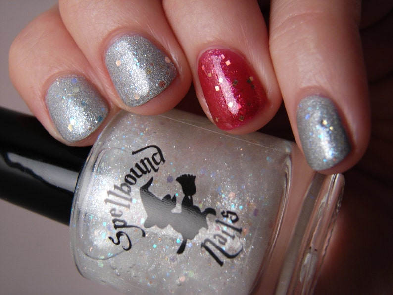 Unicorn Blood custom handcrafted iridescent glitter topper witchcraft and wizardry nail polish image 3