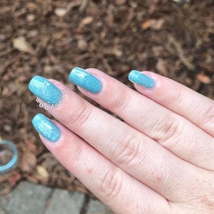 Sloth custom Seven Deadly Sins light blue holographic silver micro shred glitter nail polish image 4