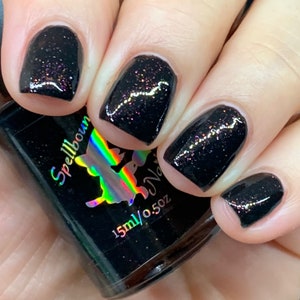 Black jelly nail polish with red shimmer indie nail polish - Spellbound Nails Ares