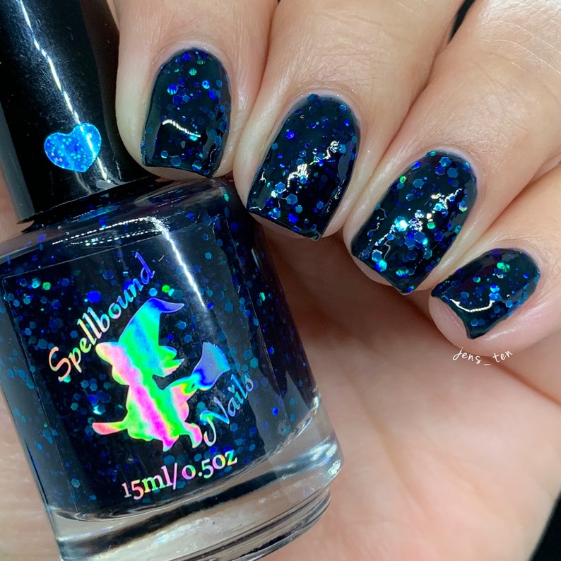 Hidden Depths custom handcrafted dark blue jelly nail polish image 4