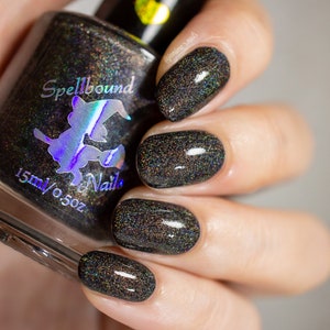 Black holographic indie nail polish - Spellbound Nails Instant Darkness
