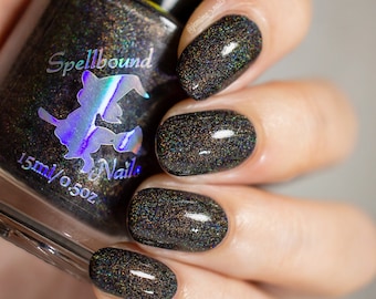 Black holographic indie nail polish - Spellbound Nails Instant Darkness
