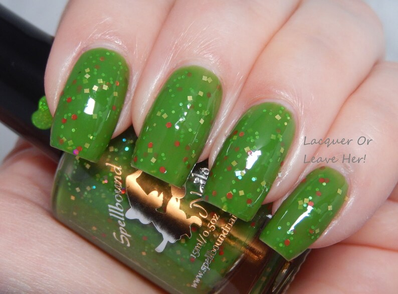 Basilisk custom handcrafted snake green glitter witchcraft and wizardry nail polish image 3