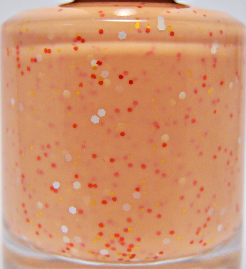 Sunny Side Up custom pastel orange creme glitter nail polish image 8