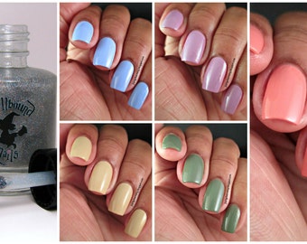 The Naturals with free holographic topper - custom handcrafted natural colored creme nail polish collection