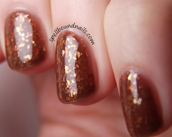 Reindeer Poo - Christmas holiday brown flaked indie nail polish