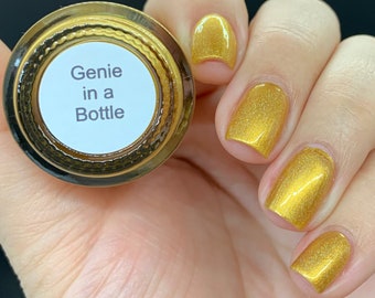 Yellow gold holographic indie nail polish - Spellbound Nails Genie in a Bottle