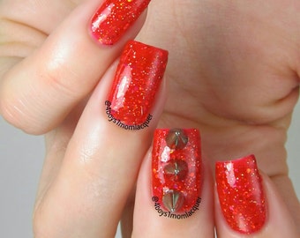 Red Hot - holographic glitter red jelly indie nail polish