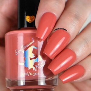Peach coral creme indie nail polish - Spellbound Nails Sunset Boulevard