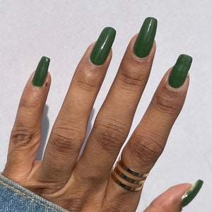 Green creme indie nail polish - Spellbound Nails Buckingham Gardens