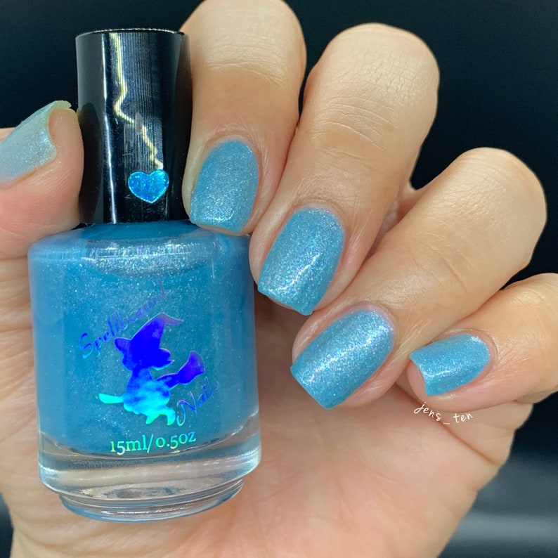 The Memory custom handcrafted shimmer blue glow in the dark nail polish immagine 1