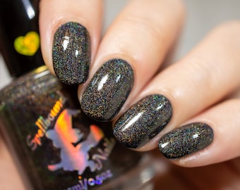 Instant Darkness - custom handcrafted black holographic nail polish