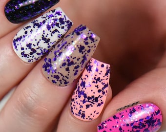 Iridescent metallic purple glitter topper indie nail polish - Spellbound Nails Up All Night