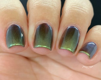 Murky Bog Water - custom handcrafted multi-chrome bronze green blue gold nail polish