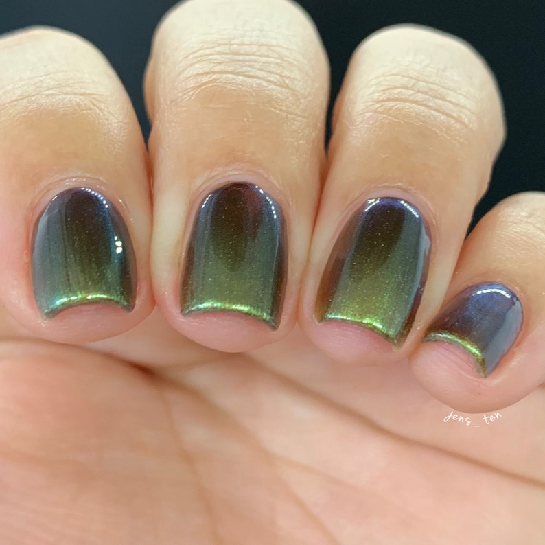 Murky Bog Water custom handcrafted multi-chrome bronze green blue gold nail polish image 1