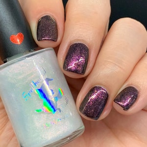 White iridescent red color shifting indie nail polish - Spellbound Nails Rubellite