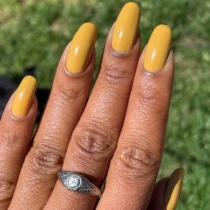 Golden mustard yellow indie nail polish - Spellbound Nails Scarecrow